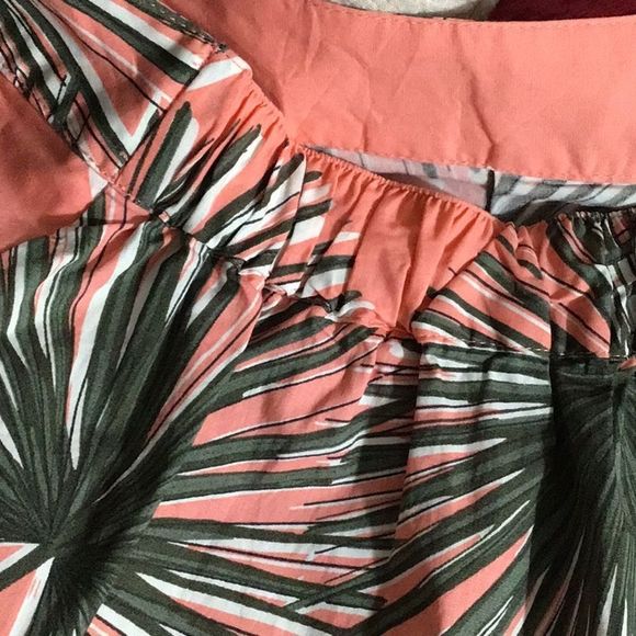 A NEW DAY Skirt Pockets Full Pull On Apricot W/Green Size Small - Picture 2 of 4